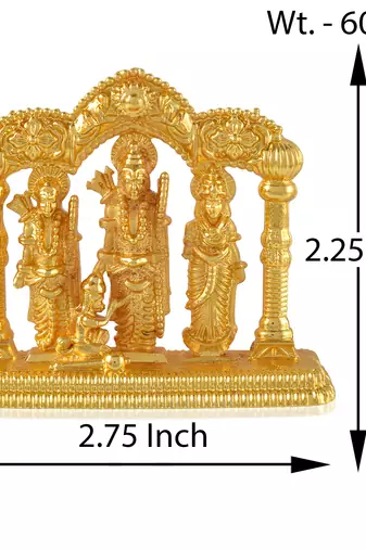 Brass micron 1 gram gold ram darbar idol figurine show piece for home d  cor