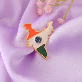 Brass india map design brooch sareepin for men women 1