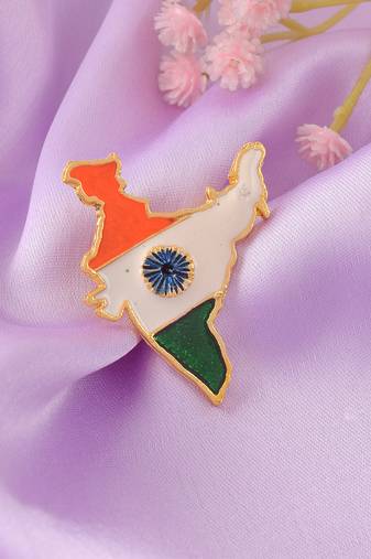 Brass india map design brooch sareepin for men women