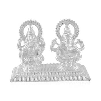 dzine trendz brass lakshmi ganesh puja showpiece – silver, non-fade 1