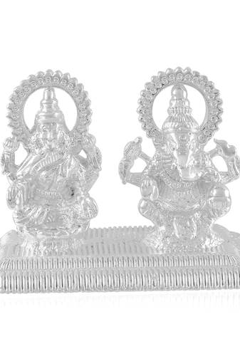 Brass non fade silver lakshmi ganesh stand hindu puja item show piece