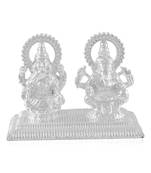 dzine trendz brass lakshmi ganesh puja showpiece – silver, non-fade