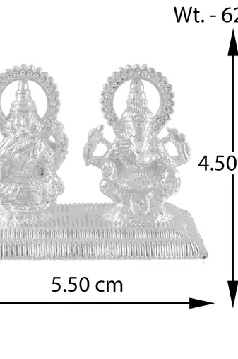 dzine trendz brass lakshmi ganesh puja showpiece – silver, non-fade