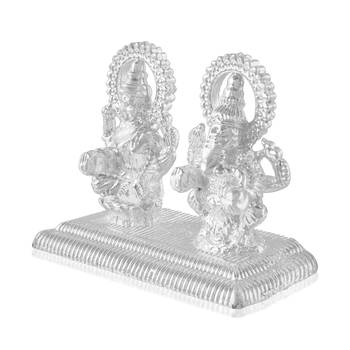 dzine trendz brass lakshmi ganesh puja showpiece – silver, non-fade 3