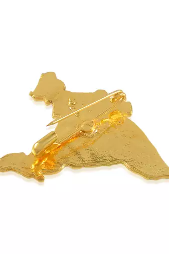 Brass india map design brooch sareepin for men women