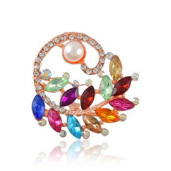 Brass rose gold pearl cz sareepin brooch for women 2