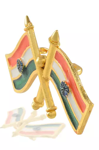 Brass india flag design brooch sareepin for men women
