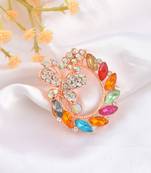 Rose gold multi colour cz saree pin & brooch