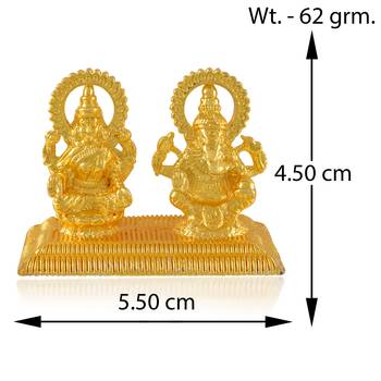 Brass micron 1 gram gold lakshmi ganesh idol figurine show piece for home d  cor 2