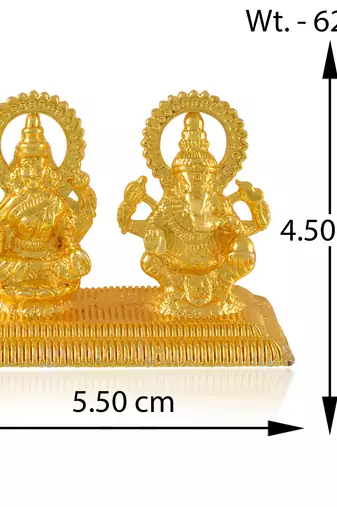 Brass micron 1 gram gold lakshmi ganesh idol figurine show piece for home d  cor