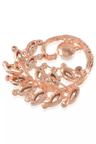 Brass rose gold pearl cz sareepin brooch for women