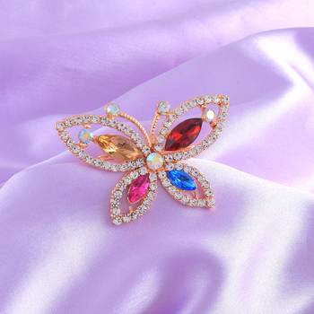 Rose gold multi colour cz saree pin & brooch 1