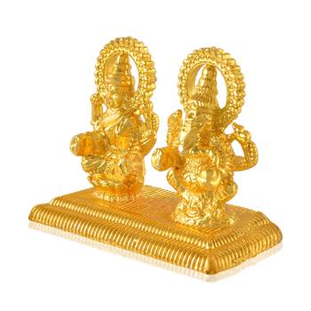 Brass micron 1 gram gold lakshmi ganesh idol figurine show piece for home d  cor 3