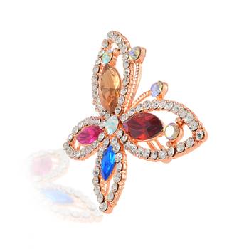Rose gold multi colour cz saree pin & brooch 2