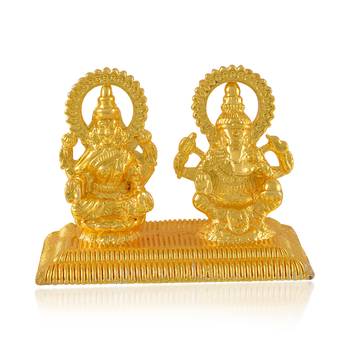 Brass micron 1 gram gold lakshmi ganesh idol figurine show piece for home d  cor 4