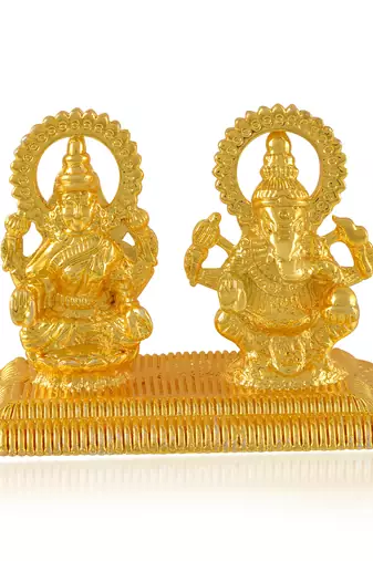 Brass micron 1 gram gold lakshmi ganesh idol figurine show piece for home d  cor