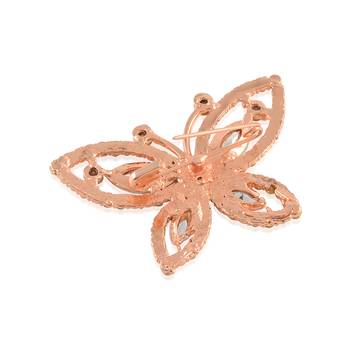 Rose gold multi colour cz saree pin & brooch 4