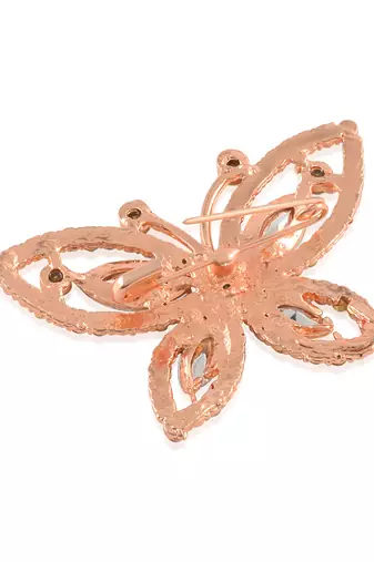 Rose gold multi colour cz saree pin & brooch
