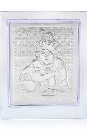 Pure silver foil krishna laddu gopal stand hindu puja item