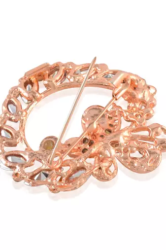 Rose gold multi colour cz saree pin & brooch