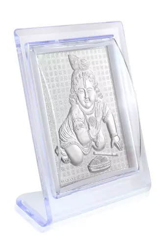 dzine trendz silver foil krishna stand silver
