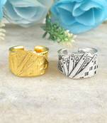 Gold & silver playing card design casino jewellery finger ring combo