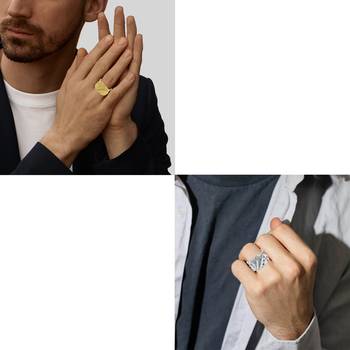 Gold & silver playing card design casino jewellery finger ring combo 3
