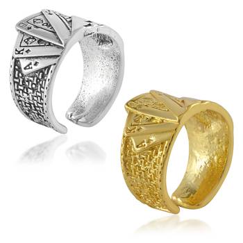 Gold & silver playing card design casino jewellery finger ring combo 4