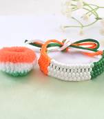 Cotton tri colour tiranga bracelet and pony band combo for women