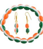 Acrylic bead tri colour tiranga bracelet & matching ear ring combo