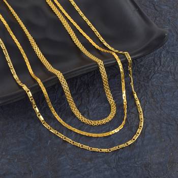 Brass micron gold chain necklace combo 1