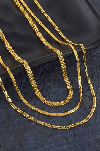 Brass micron gold chain necklace combo