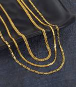 Brass micron gold chain necklace combo
