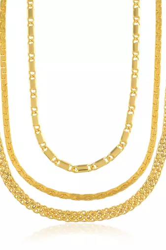 Brass micron gold chain necklace combo
