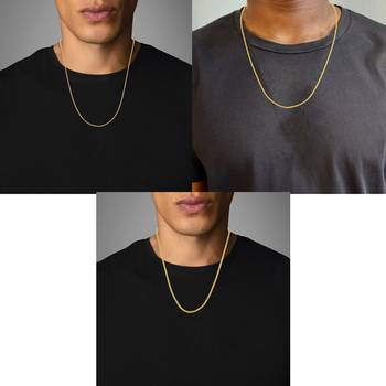 Brass micron gold chain necklace combo 4