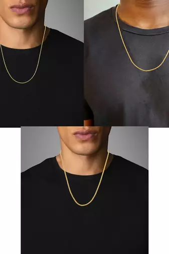 Brass micron gold chain necklace combo