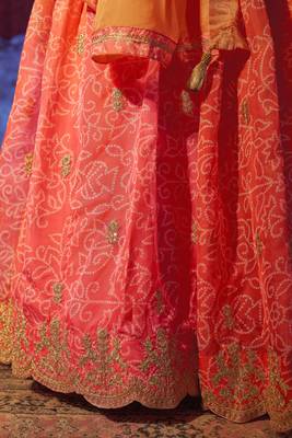 Orange Organza Sequin Work Lehenga Choli With Dupatta 7