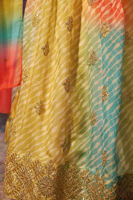 Multicolored Organza Embroidered And Printed Lehenga Dress 7