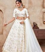 White color Designer Sequence embroidered Lehenga choli for Wedding Function