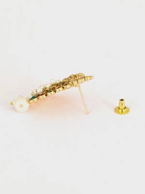 Gold plated traditional stone studded laxmi design earrings 4