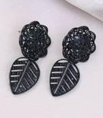 Beautiful handcrafted floral design with hanging leaf stone studded earring