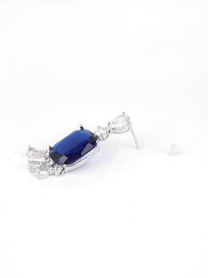Women rohdium-plated stone-studded drop earrings 4