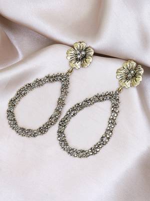 Gold plated cz flower design earrings 1