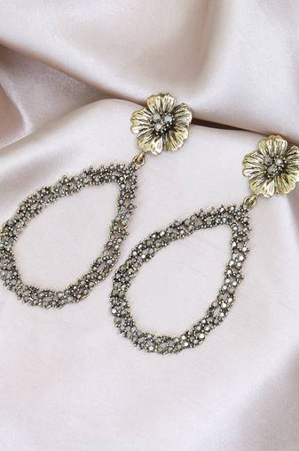 Gold plated cz flower design earrings