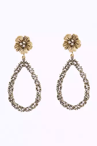 Gold plated cz flower design earrings