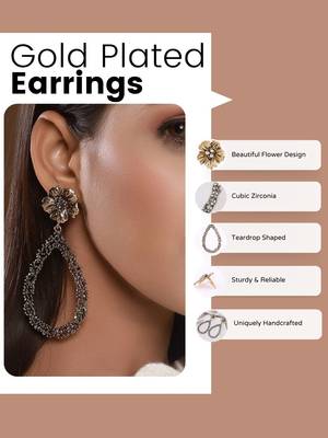 Gold plated cz flower design earrings 5