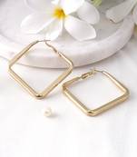 Gold plated square shape contemporary hoop earrings