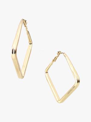 Gold plated square shape contemporary hoop earrings 3