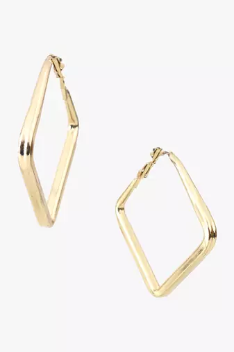 Gold plated square shape contemporary hoop earrings