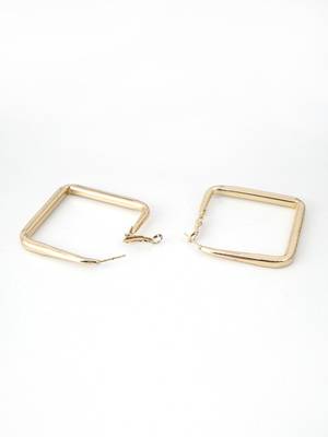 Gold plated square shape contemporary hoop earrings 4